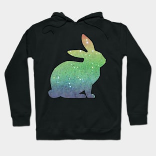 Rainbow Ombre Faux Glitter Easter Bunny Hoodie